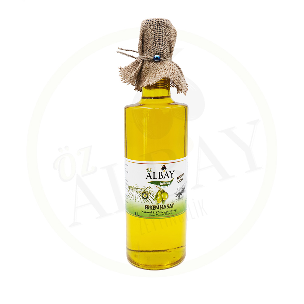 Erken Hasat Soğuk Sıkım Naturel Sızma Zeytinyağı 1 Litre Cam Şişe